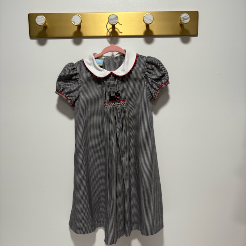 Velani Black Gingham, Pleated Dress with Peter Pan Collar
